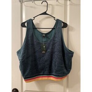 Wild Fable Women's Plus Velour Green Top Tank Cropped Striped Size 2X